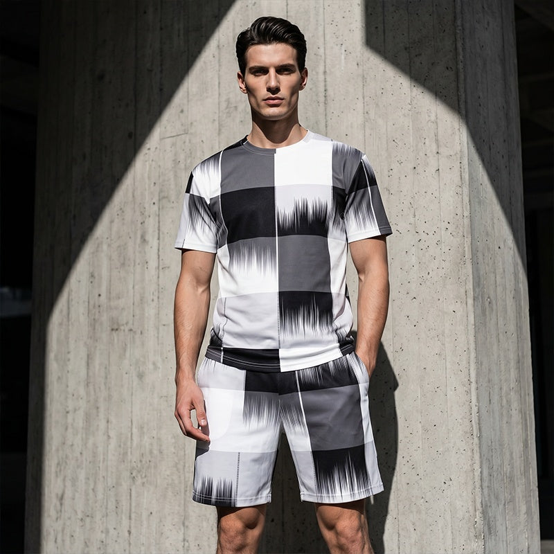 🌞NEU: Sommerkollektion mit bis zu 50% Rabatt 🛍️ Herren Abstraktes Druck T-Shirt & Shorts Set – Leicht, atmungsaktiv & perfekt für Sommer, Sport oder lässige Tage – bequemer 2-teiliger Look 🔥