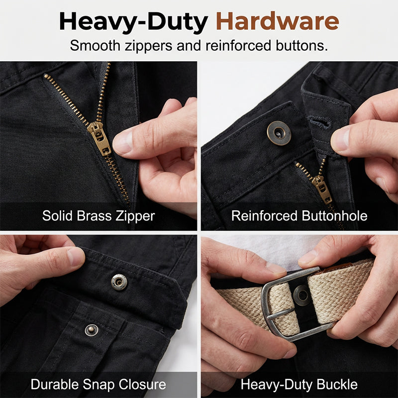 Pantalones cortos tácticos de trabajo para hombre —hasta la rodilla, resistentes y versátiles—; ideales para oficios manuales, actividades al aire libre y servicios de seguridad