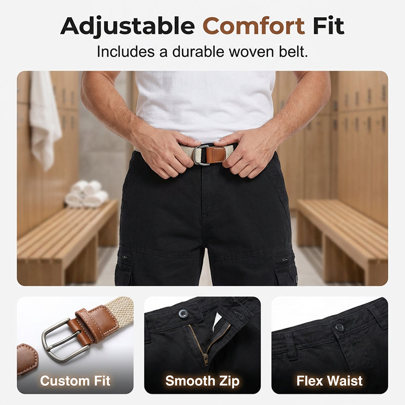 Pantalones cortos tácticos de trabajo para hombre —hasta la rodilla, resistentes y versátiles—; ideales para oficios manuales, actividades al aire libre y servicios de seguridad
