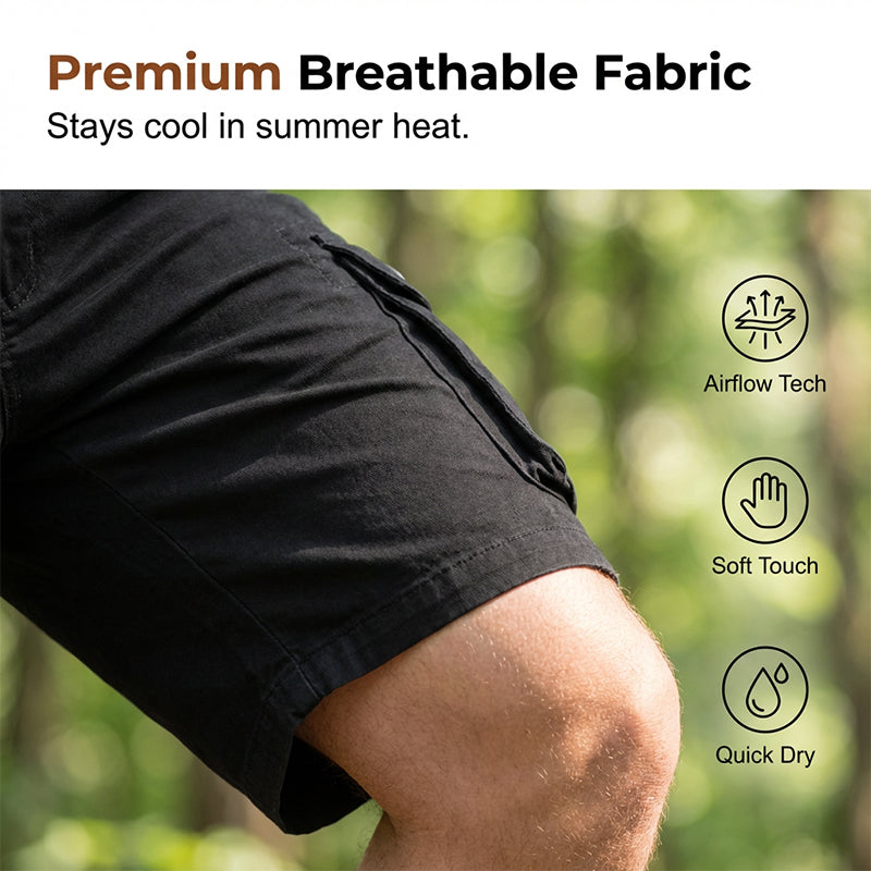 Pantalones cortos tácticos de trabajo para hombre —hasta la rodilla, resistentes y versátiles—; ideales para oficios manuales, actividades al aire libre y servicios de seguridad