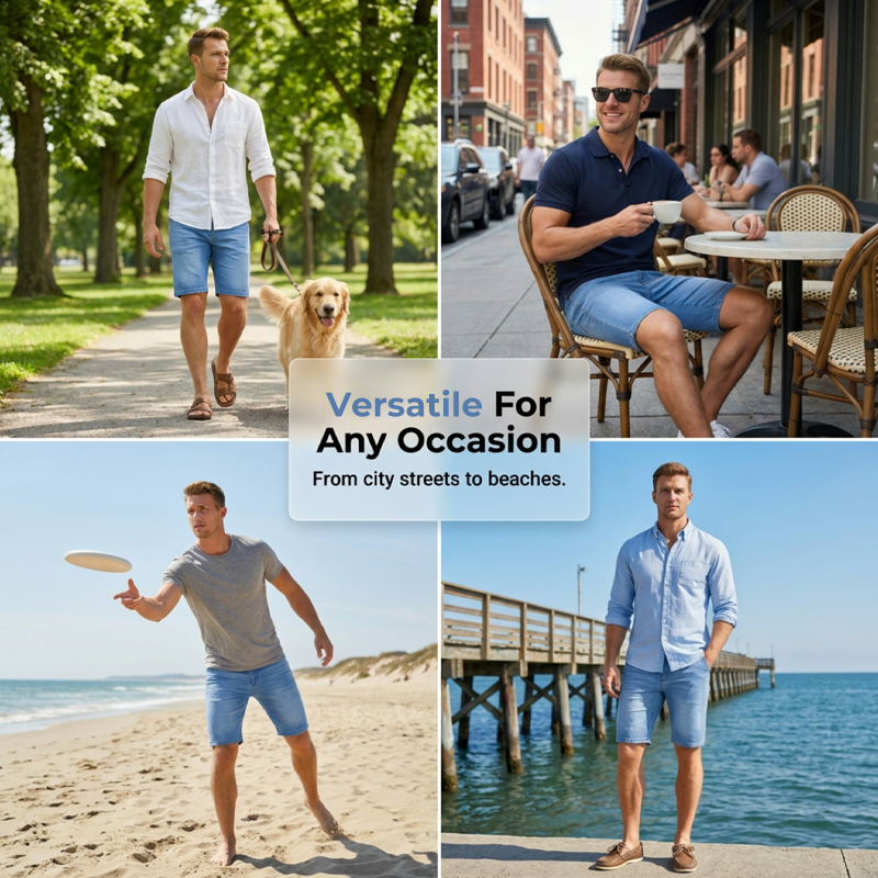 ⏰ 50 % RABATT – Nur für kurze Zeit ✨👖 Leichte Denim-Shorts für Herren – lockerer 5/7-Schnitt, atmungsaktiv & vielseitig für den Sommer ☀️