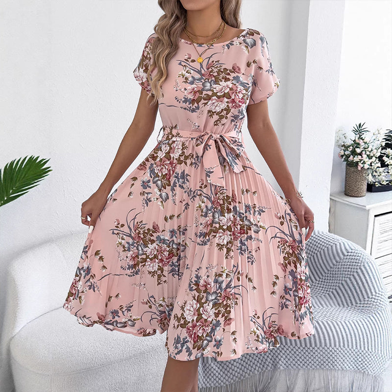 👗 ZEITLICH BEGRENZT 50% RABATT! ✨ Blumendruck Plissiertes Midi-Kleid – Elegant, Feminin ✨