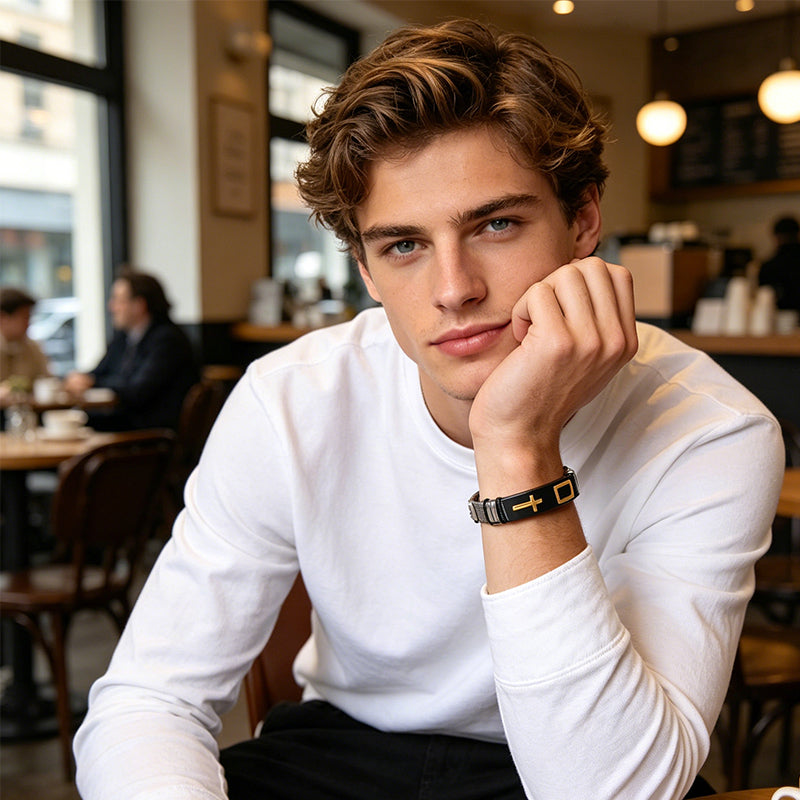 ✝️ Herren Kreuz-Armband – Verstellbares Mesh-Armband im modernen Design ⌚🖤