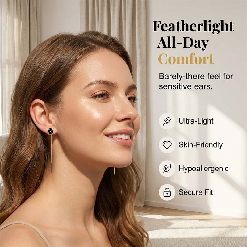 ⏰ 30% OFF – Limited Time Only✨Elegant Four-Leaf Clover Threader Earrings