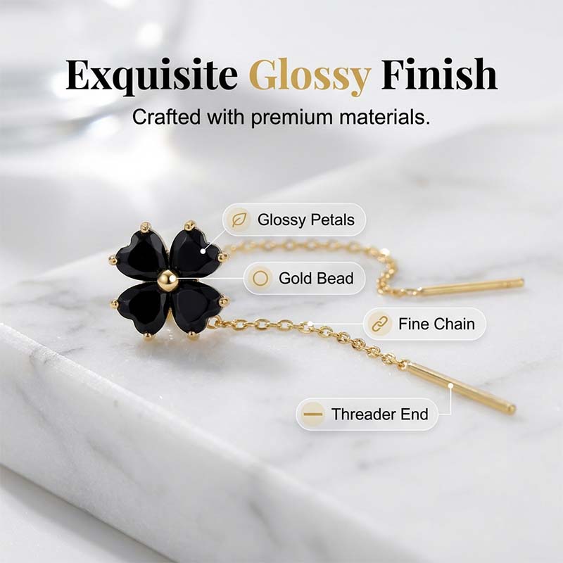 ⏰ 30% OFF – Limited Time Only✨Elegant Four-Leaf Clover Threader Earrings