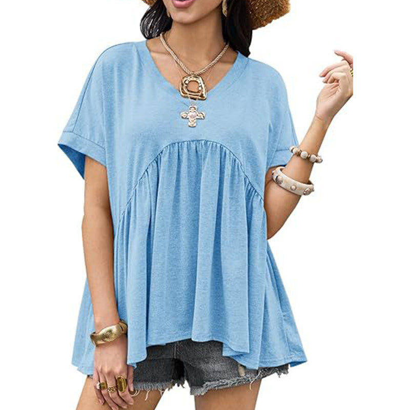 📢📢Letzter Tag – 50 % Rabatt!! ⏰Lockeres Freizeit-T-Shirt mit Plisseefalten – fließender Stoff, bequem & vielseitig