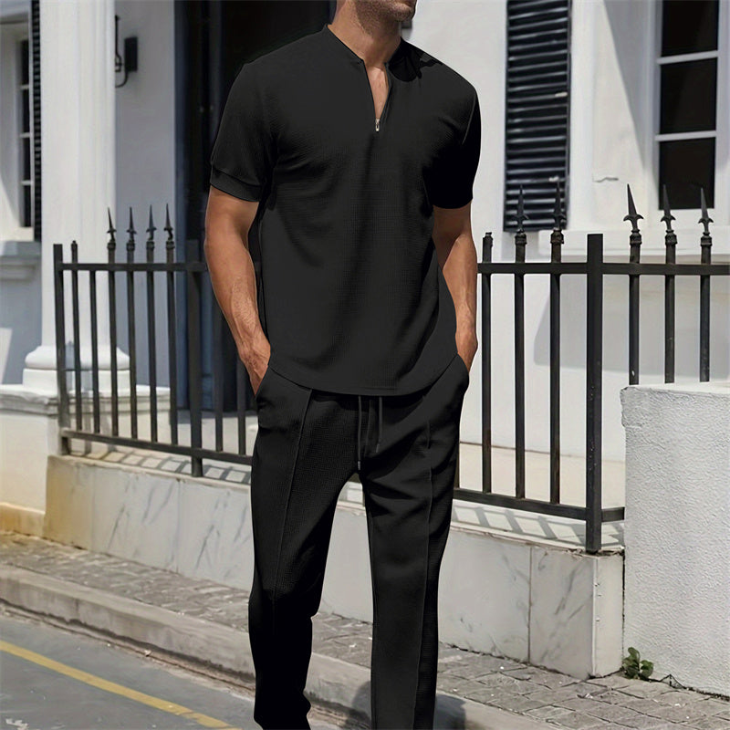 Herren Sommer-Trainingsanzug mit 1/4-Zip – bequem, atmungsaktiv & vielseitig – ideal für Sport, Laufen & Freizeit🏃‍♂️👕