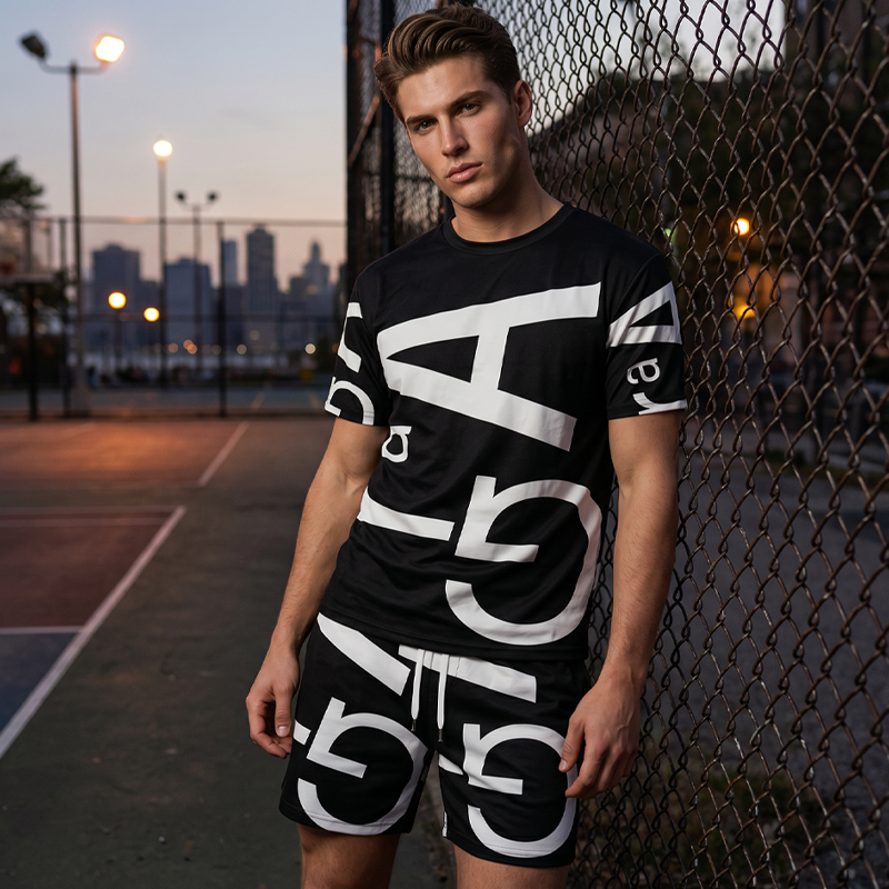 Herren Freizeit-Set mit modernem Grafikprint – Oberteil & Hose – bequem, stylisch & vielseitig – ideal für Sommer & Alltag👕👖