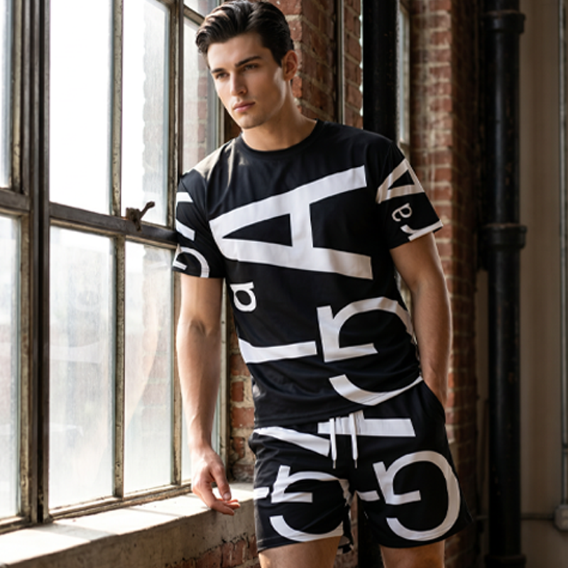 Herren Freizeit-Set mit modernem Grafikprint – Oberteil & Hose – bequem, stylisch & vielseitig – ideal für Sommer & Alltag👕👖