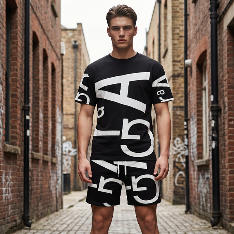 Herren Freizeit-Set mit modernem Grafikprint – Oberteil & Hose – bequem, stylisch & vielseitig – ideal für Sommer & Alltag👕👖