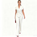 🌞NEU: Sommerkollektion mit bis zu 40% Rabatt 🛍️Women's Elegant V-Neck Top & Wide-Leg Pants Set