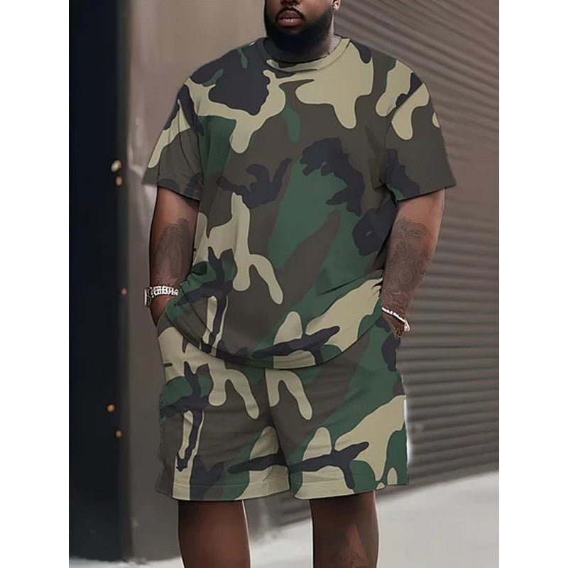 👕 50% RABATT! 🌿 Herren Camouflage-Print T-Shirt & Shorts Set – Baumwollmischgewebe, bequeme Passform & perfekt für Outdoor, Sport oder lässige Sommertage 🩳