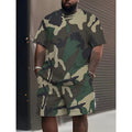 👕 50% RABATT! 🌿 Herren Camouflage-Print T-Shirt & Shorts Set – Baumwollmischgewebe, bequeme Passform & perfekt für Outdoor, Sport oder lässige Sommertage 🩳