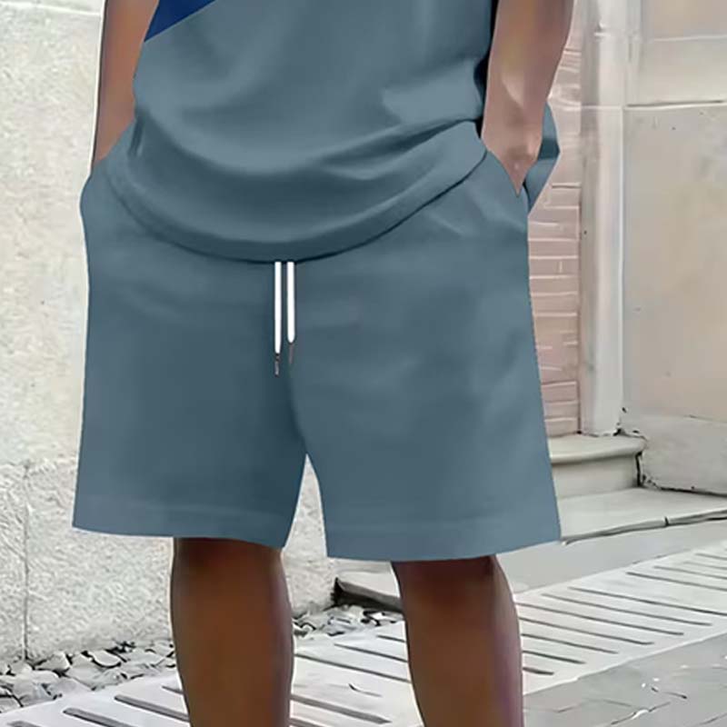 Herren Freizeit-Set – Color Block T-Shirt & Shorts 👕 Für Alltag, Urlaub & Sport
