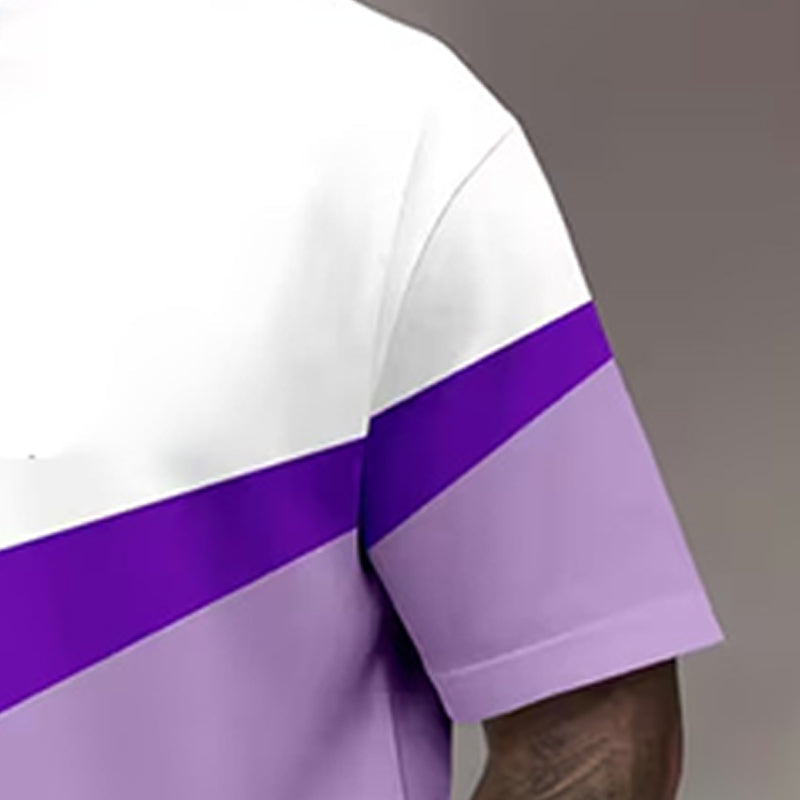 Herren Freizeit-Set – Color Block T-Shirt & Shorts 👕 Für Alltag, Urlaub & Sport