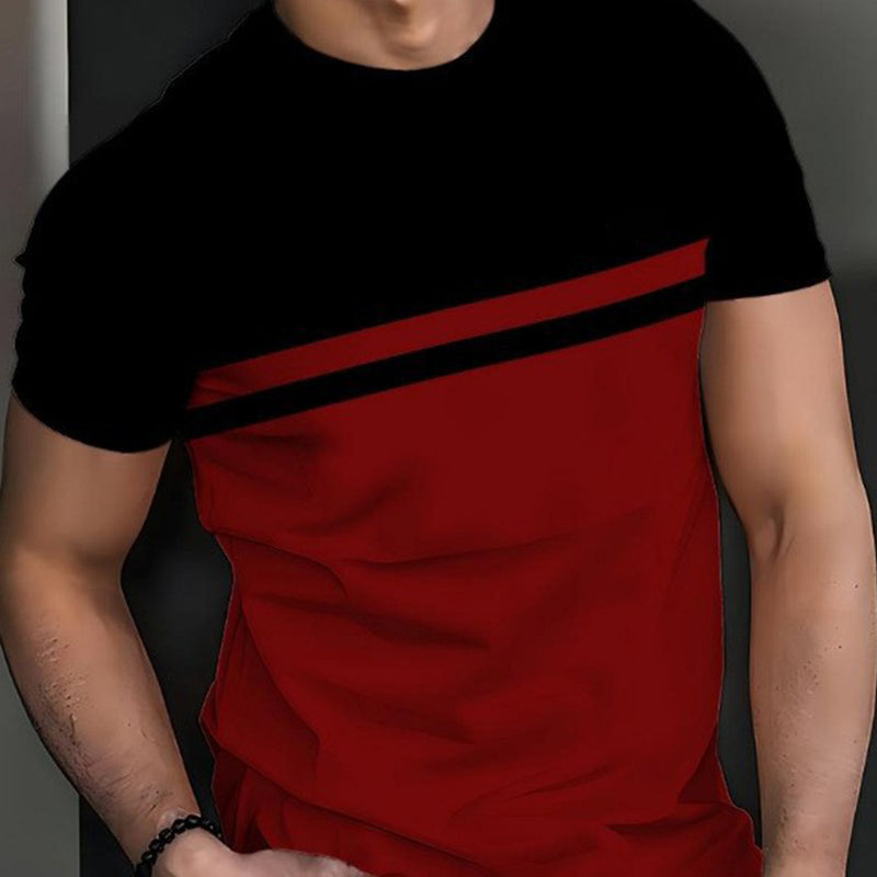 👕 Herren-Crewneck-T-Shirt mit Farbblöcken – weiche Baumwolle, markanter Kontrast, vielseitig für Alltag & Freizeit 🌿
