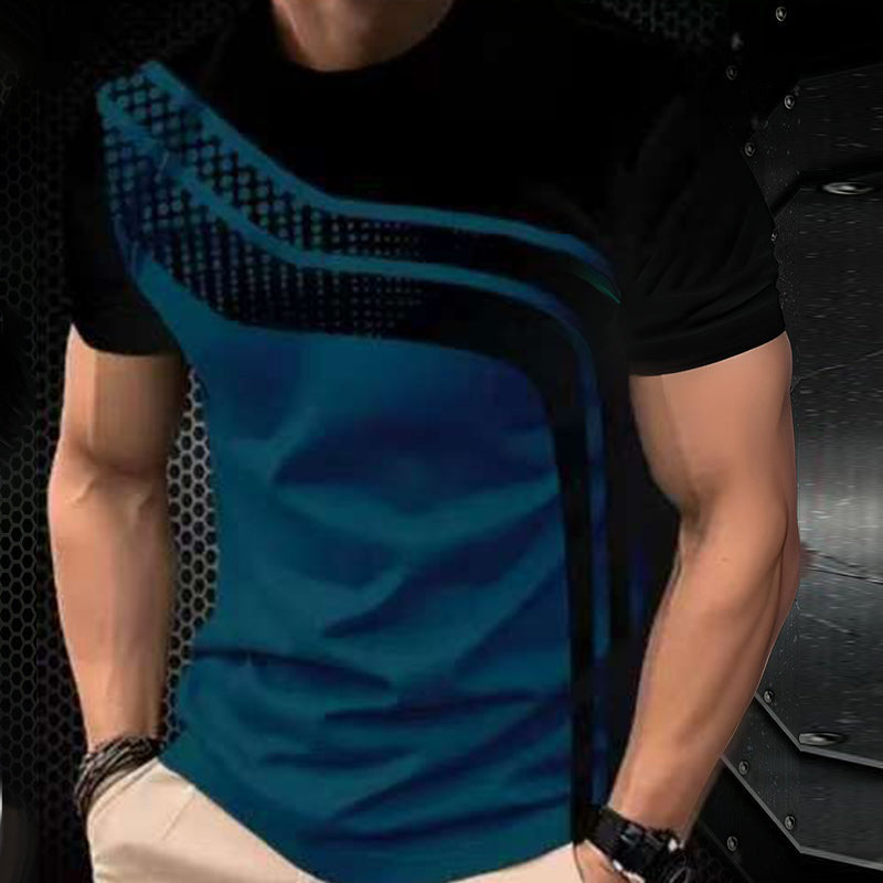 👕 Herren-Crewneck-T-Shirt mit Farbblöcken – weiche Baumwolle, markanter Kontrast, vielseitig für Alltag & Freizeit 🌿