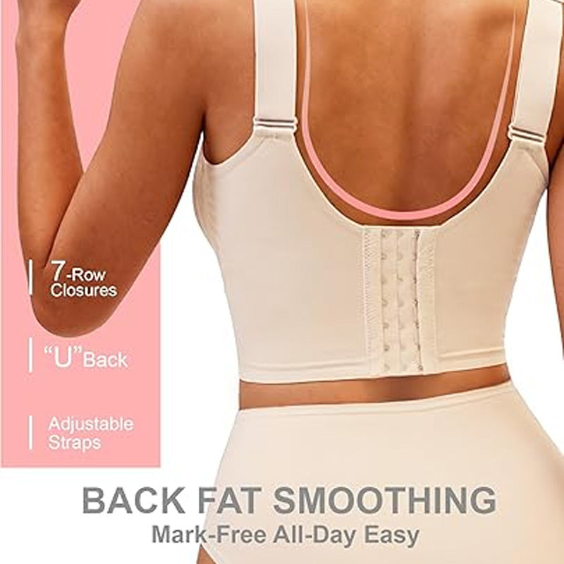 ⏰ 40 % RABATT – Nur für kurze Zeit ✨Nahtloser Stütz-BH mit 7 Haken – Plus Size, Lift-Effekt & Komfort 🩷