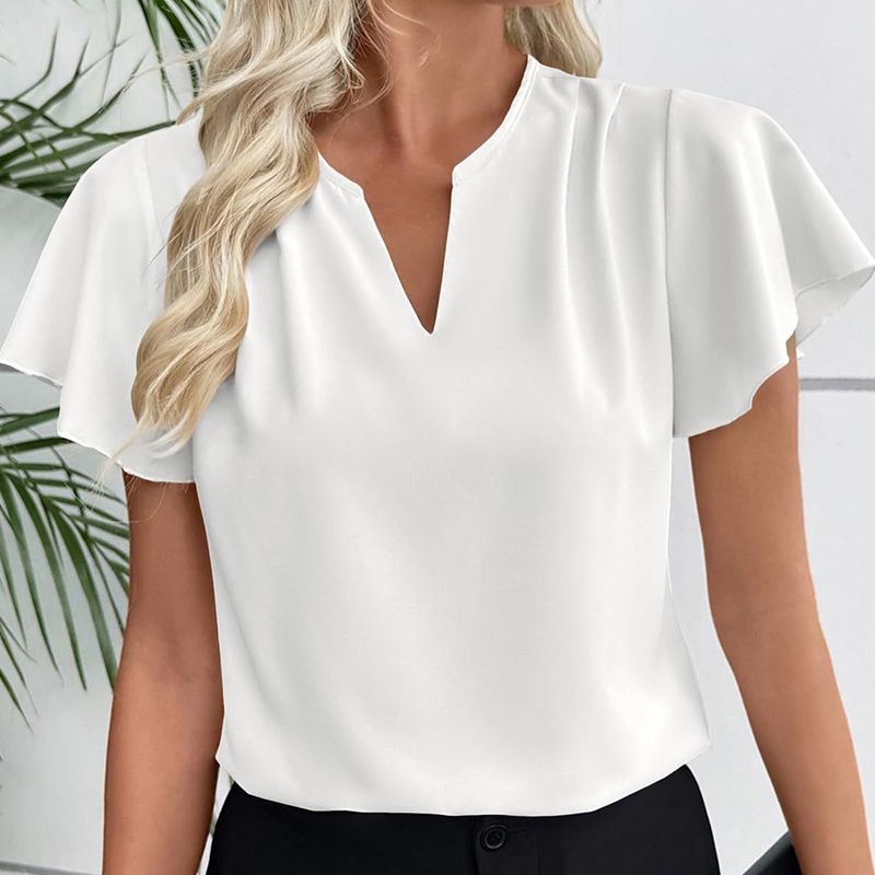 📢📢Letzter Tag – 50 % Rabatt!! ⏰Elegante Damenbluse – V-Kragen & Fließende Ärmel ✨ Stilvoll & Bequem