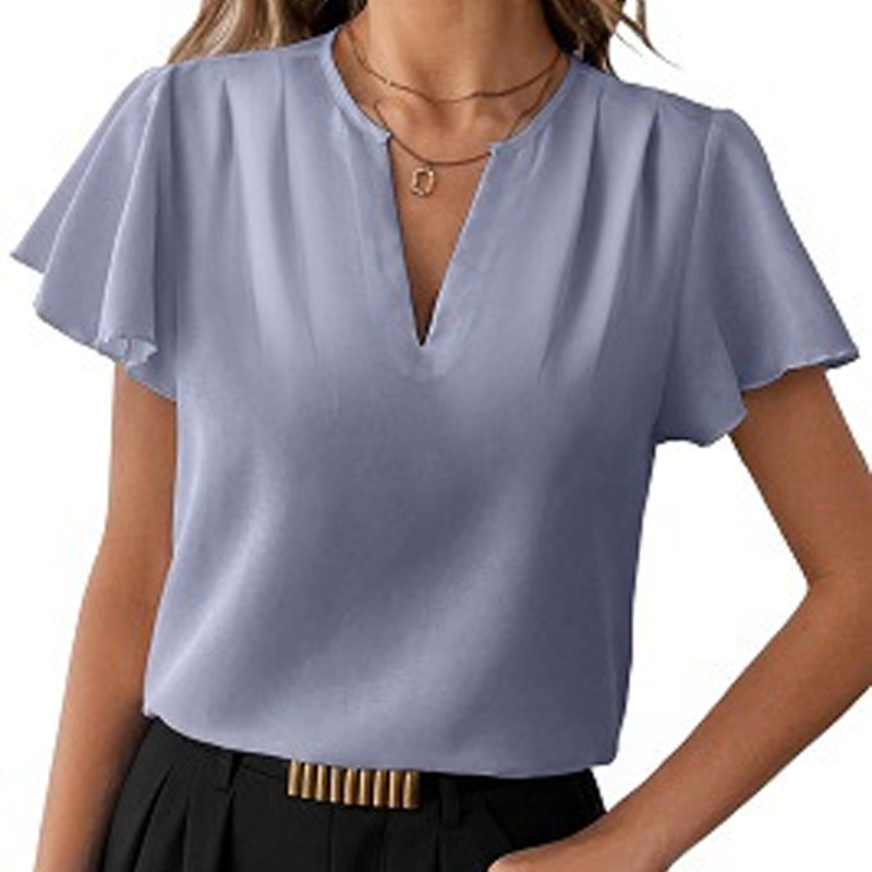 📢📢Letzter Tag – 50 % Rabatt!! ⏰Elegante Damenbluse – V-Kragen & Fließende Ärmel ✨ Stilvoll & Bequem