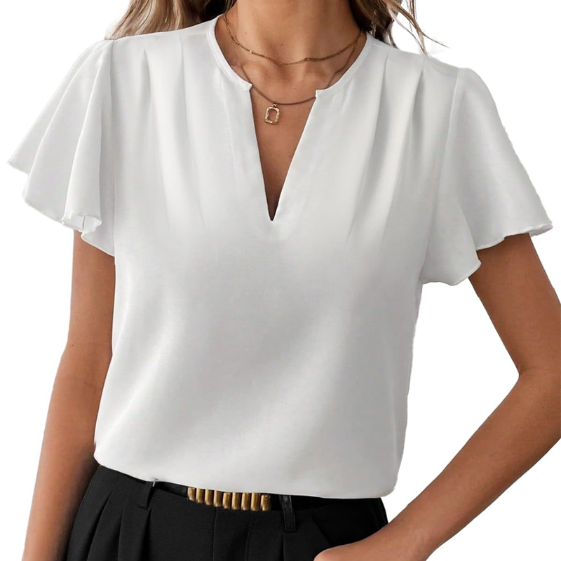 📢📢Letzter Tag – 50 % Rabatt!! ⏰Elegante Damenbluse – V-Kragen & Fließende Ärmel ✨ Stilvoll & Bequem