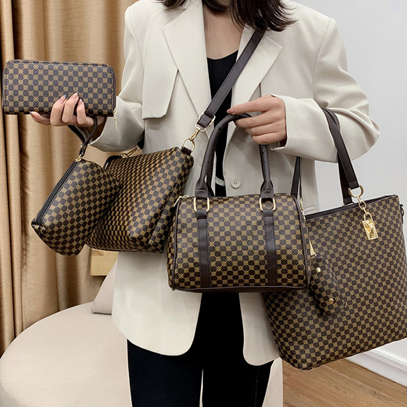 👜 Stylishes 6-in-1-Mutter-Kind-Taschenset – Bedruckt, vielseitige Schultertasche, Crossbody- & Handtasche für den täglichen Gebrauch 🌿