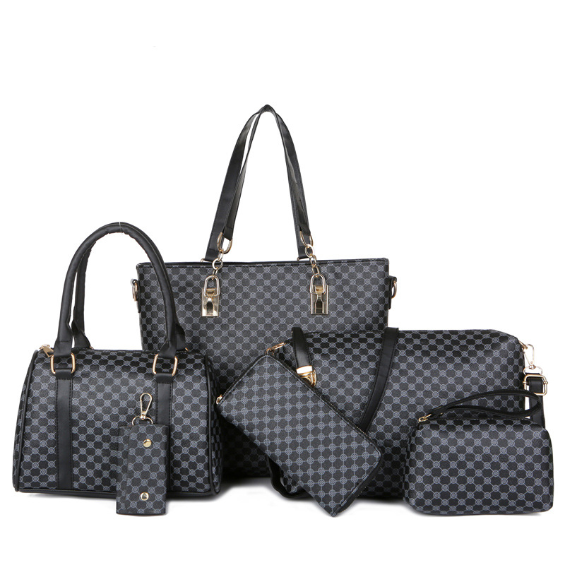 👜 Stylishes 6-in-1-Mutter-Kind-Taschenset – Bedruckt, vielseitige Schultertasche, Crossbody- & Handtasche für den täglichen Gebrauch 🌿