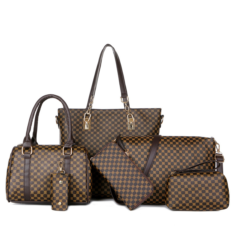 👜 Stylishes 6-in-1-Mutter-Kind-Taschenset – Bedruckt, vielseitige Schultertasche, Crossbody- & Handtasche für den täglichen Gebrauch 🌿