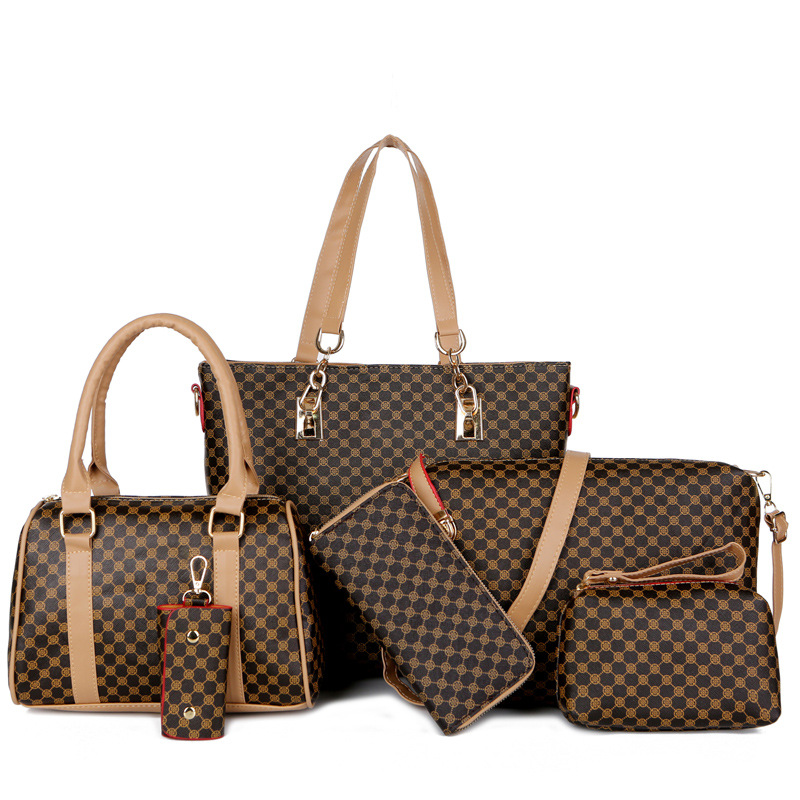 👜 Stylishes 6-in-1-Mutter-Kind-Taschenset – Bedruckt, vielseitige Schultertasche, Crossbody- & Handtasche für den täglichen Gebrauch 🌿