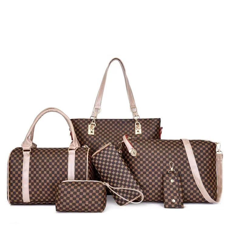 👜 Stylishes 6-in-1-Mutter-Kind-Taschenset – Bedruckt, vielseitige Schultertasche, Crossbody- & Handtasche für den täglichen Gebrauch 🌿