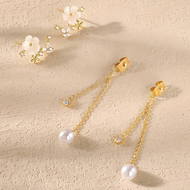 ⏰ 30 % RABATT – Nur für kurze Zeit ✨Damen Ohrringe mit Blume – Zwei-Tragearten, Perlen & Quasten 🌸