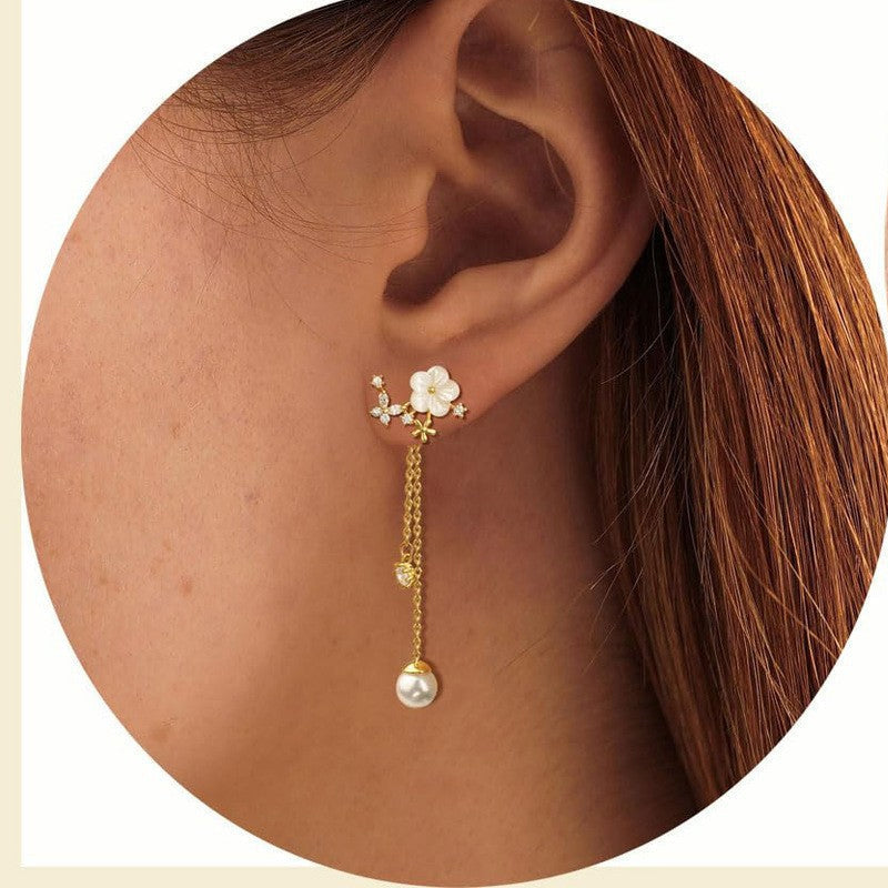 ⏰ 30 % RABATT – Nur für kurze Zeit ✨Damen Ohrringe mit Blume – Zwei-Tragearten, Perlen & Quasten 🌸