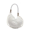 Knitted Seashell Tote Bag with Pearl Strap