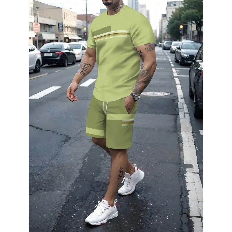 ⏰ 40 % RABATT – Nur für kurze Zeit 👕Herren-T-Shirt & Shorts 2-teiliges Set