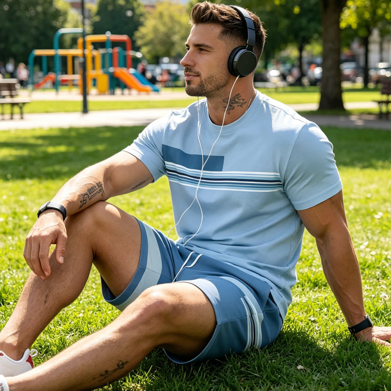 ⏰ 40 % RABATT – Nur für kurze Zeit 👕Herren-T-Shirt & Shorts 2-teiliges Set