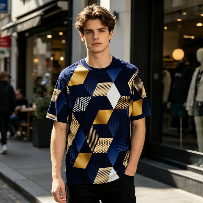 📢50 % Rabatt!! ⏰Herren-T-Shirt mit geometrischem 3D-Print