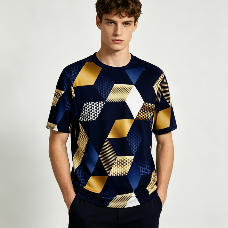 📢50 % Rabatt!! ⏰Herren-T-Shirt mit geometrischem 3D-Print
