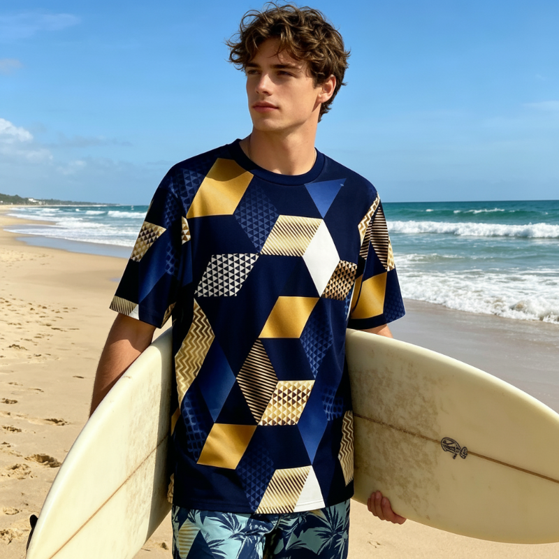 📢50 % Rabatt!! ⏰Herren-T-Shirt mit geometrischem 3D-Print