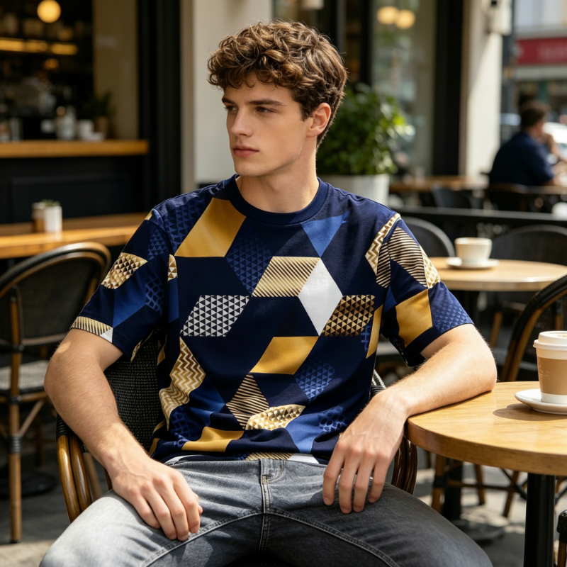 📢50 % Rabatt!! ⏰Herren-T-Shirt mit geometrischem 3D-Print