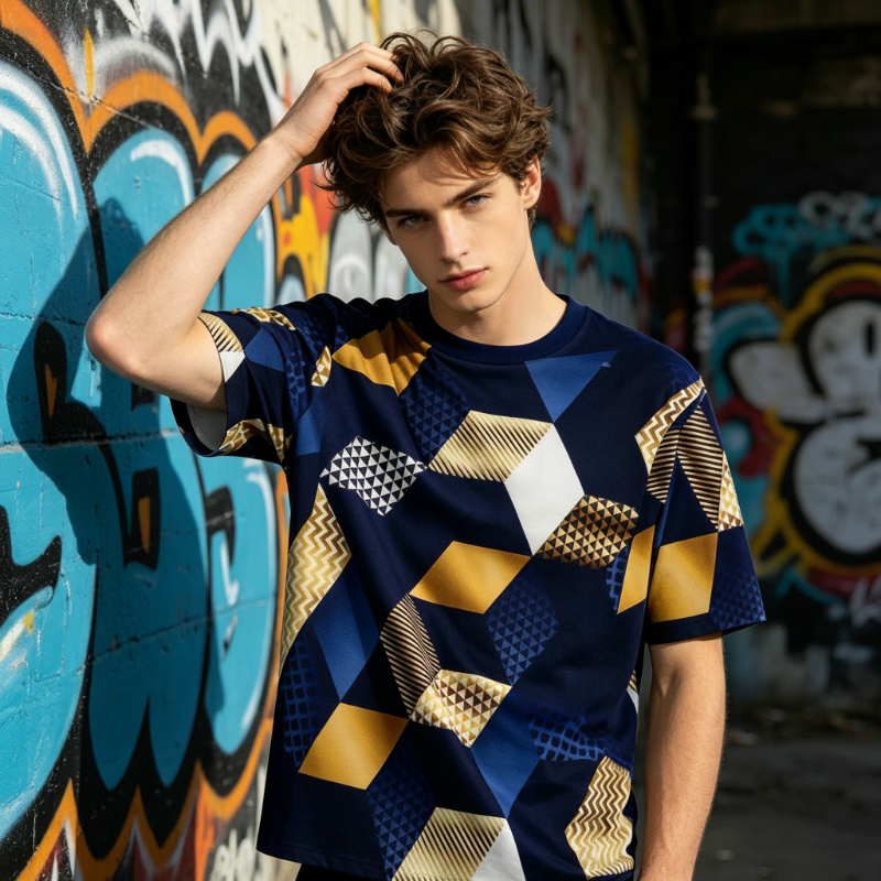 📢50 % Rabatt!! ⏰Herren-T-Shirt mit geometrischem 3D-Print