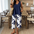 🌸 NUR FÜR KURZE ZEIT: 50 % RABATT! ✨ Set aus asymmetrischem Damenoberteil und Caprihose mit Blumenmuster – vielseitig, farbenfroh, bequem 🌺