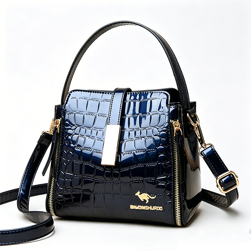 👜 BEGRENZTE ZEIT 50% RABATT! ✨ Glänzende Krokodilmuster Damenhandtasche – Strukturiert, Goldene Beschläge, Geräumig & Schick 💼