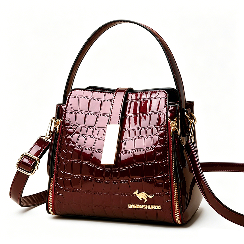 👜 BEGRENZTE ZEIT 50% RABATT! ✨ Glänzende Krokodilmuster Damenhandtasche – Strukturiert, Goldene Beschläge, Geräumig & Schick 💼