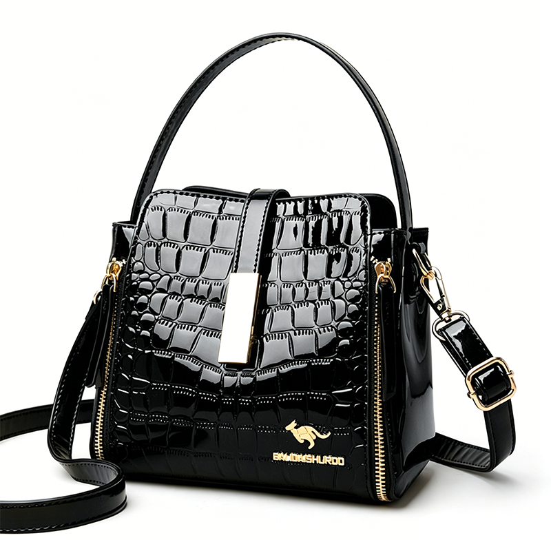 👜 BEGRENZTE ZEIT 50% RABATT! ✨ Glänzende Krokodilmuster Damenhandtasche – Strukturiert, Goldene Beschläge, Geräumig & Schick 💼