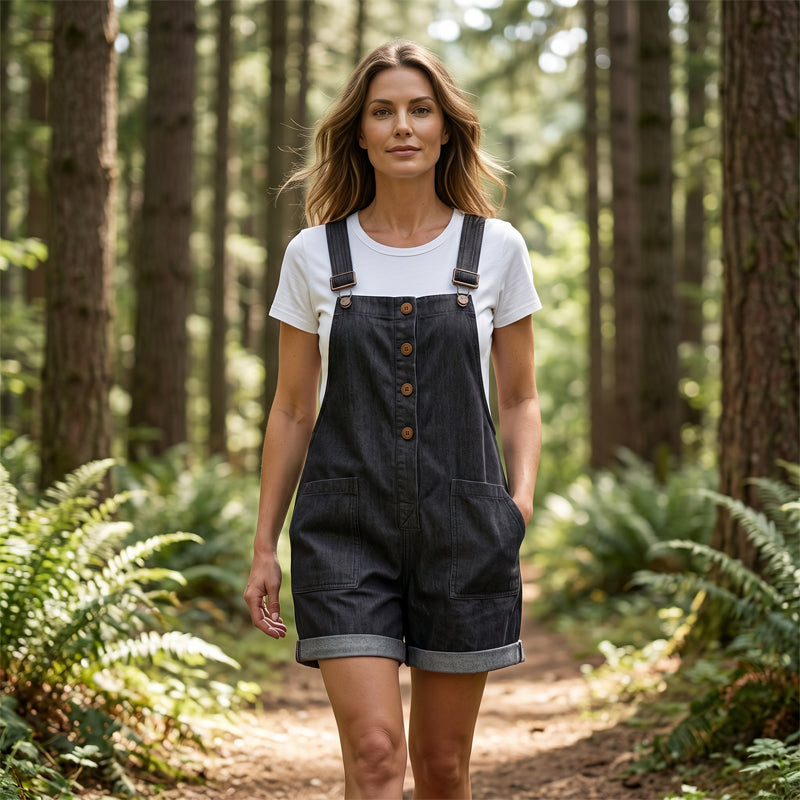 ⏰ 50 % RABATT – Nur für kurze Zeit ✨Damen Latzhose aus Baumwolle & Leinen 🌿 Gerade Geschnitten & Mit Taschen