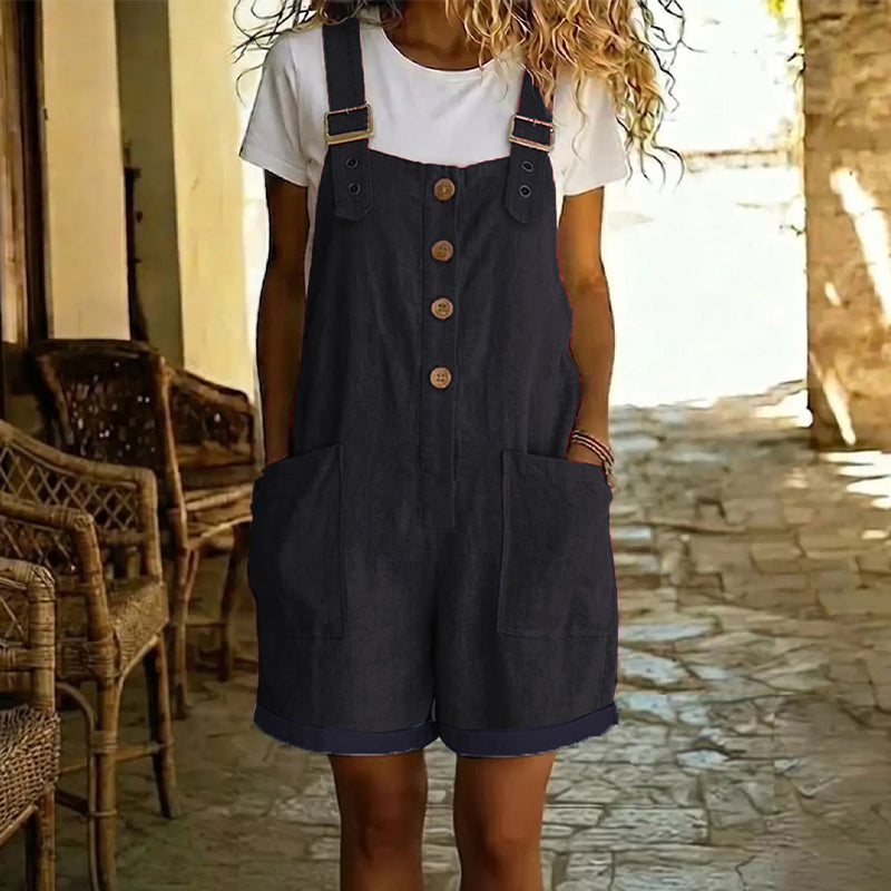 ⏰ 50 % RABATT – Nur für kurze Zeit ✨Damen Latzhose aus Baumwolle & Leinen 🌿 Gerade Geschnitten & Mit Taschen