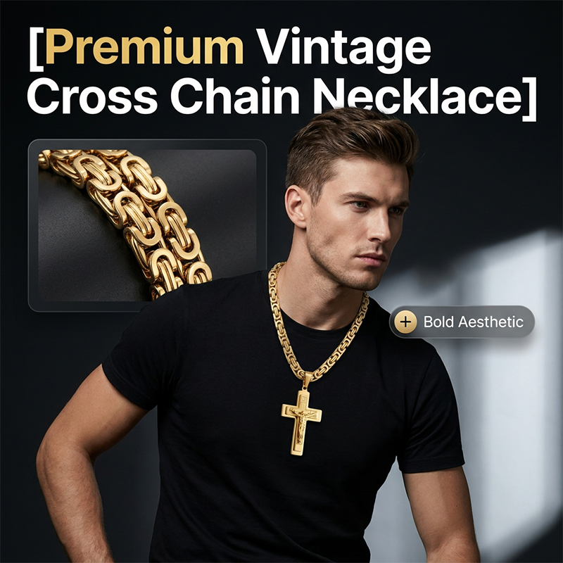✝️ LIMITIERTES ANGEBOT 50% RABATT! ✨ Vintage Kreuzkette für Herren – Edelstahl, Filigran, 60cm ⚜️