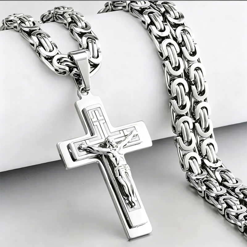 ✝️ LIMITIERTES ANGEBOT 50% RABATT! ✨ Vintage Kreuzkette für Herren – Edelstahl, Filigran, 60cm ⚜️