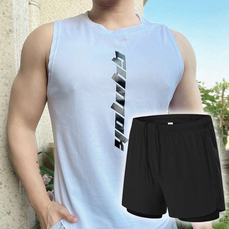 ⏰ 50 % RABATT – Nur für kurze Zeit ✨Herren Sport-Set für den Sommer 🏃 Schnell trocknendes Tanktop & Lockere Shorts
