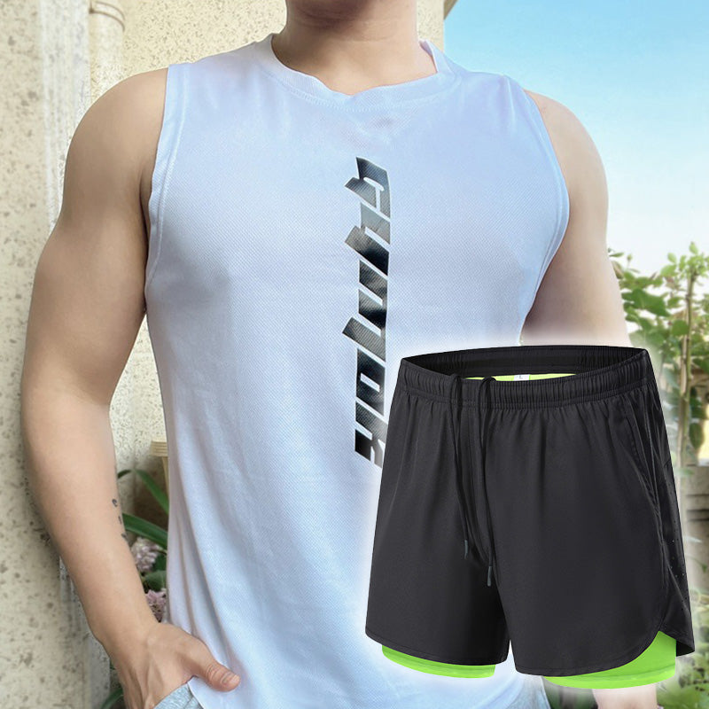 ⏰ 50 % RABATT – Nur für kurze Zeit ✨Herren Sport-Set für den Sommer 🏃 Schnell trocknendes Tanktop & Lockere Shorts